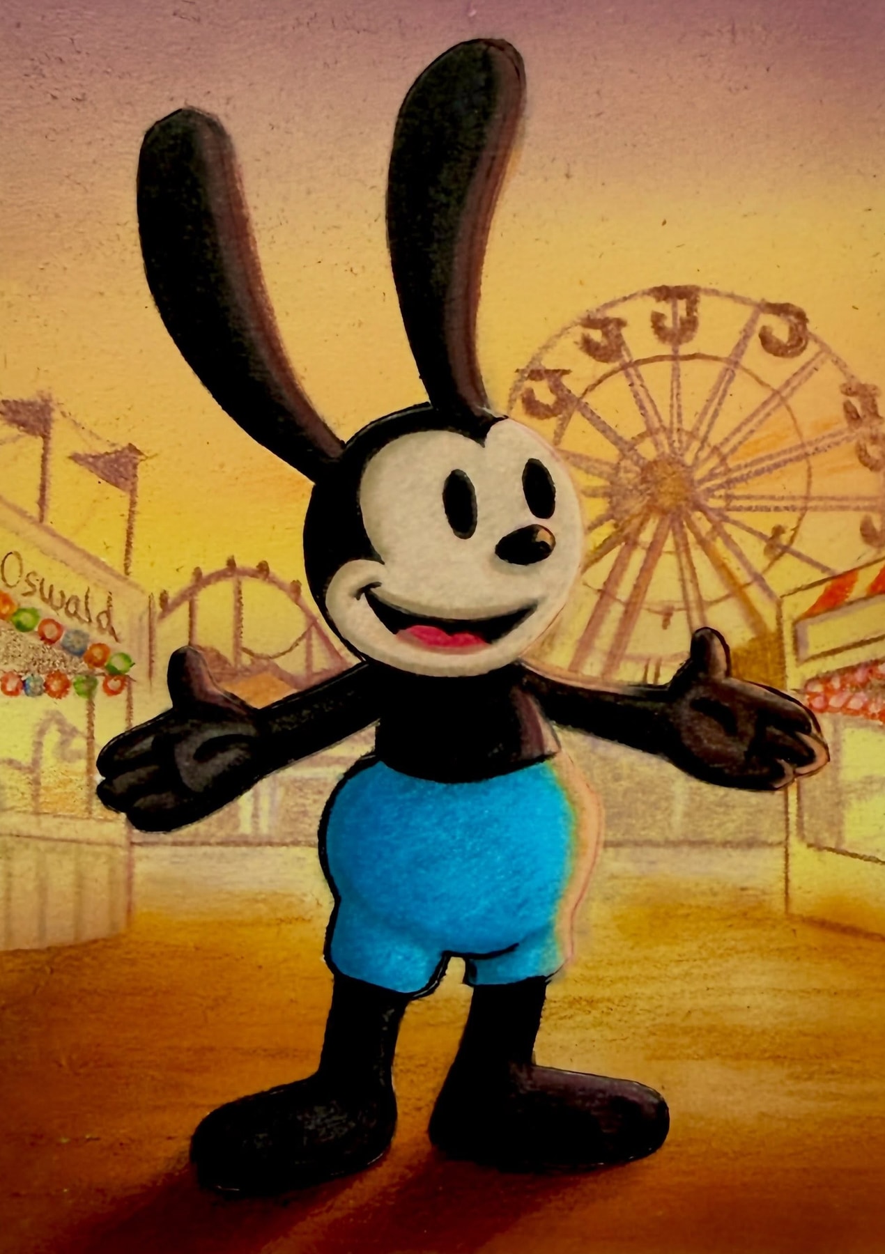 Welcome to Osworld, ink on sketch card by Danny Daniel (Oswald Collection)