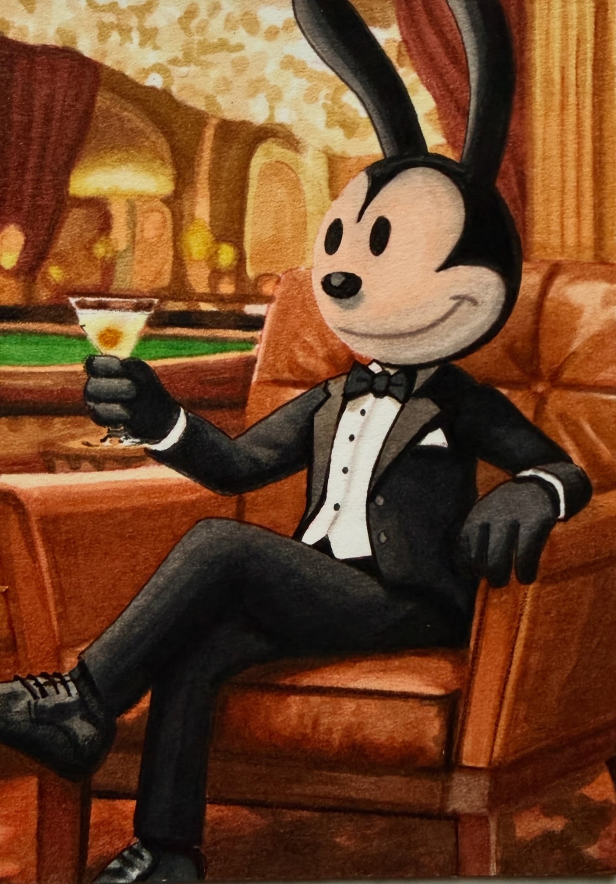 Cheers Oswald, ink on sketch card by Danny Daniel (Oswald Collection)