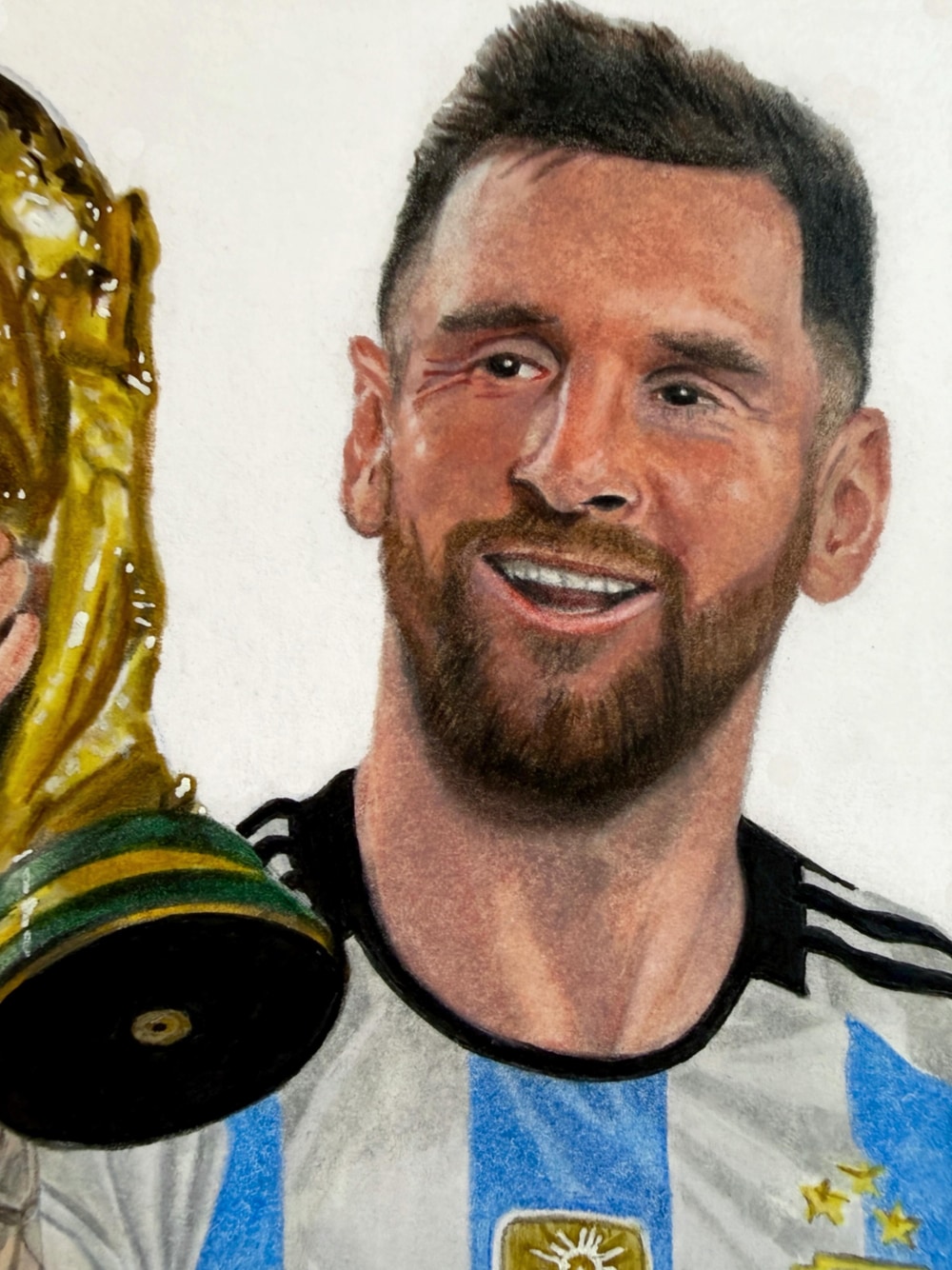 Soccer champion portrait, hand-drawn trading card art by Danny Daniel (Sports)
