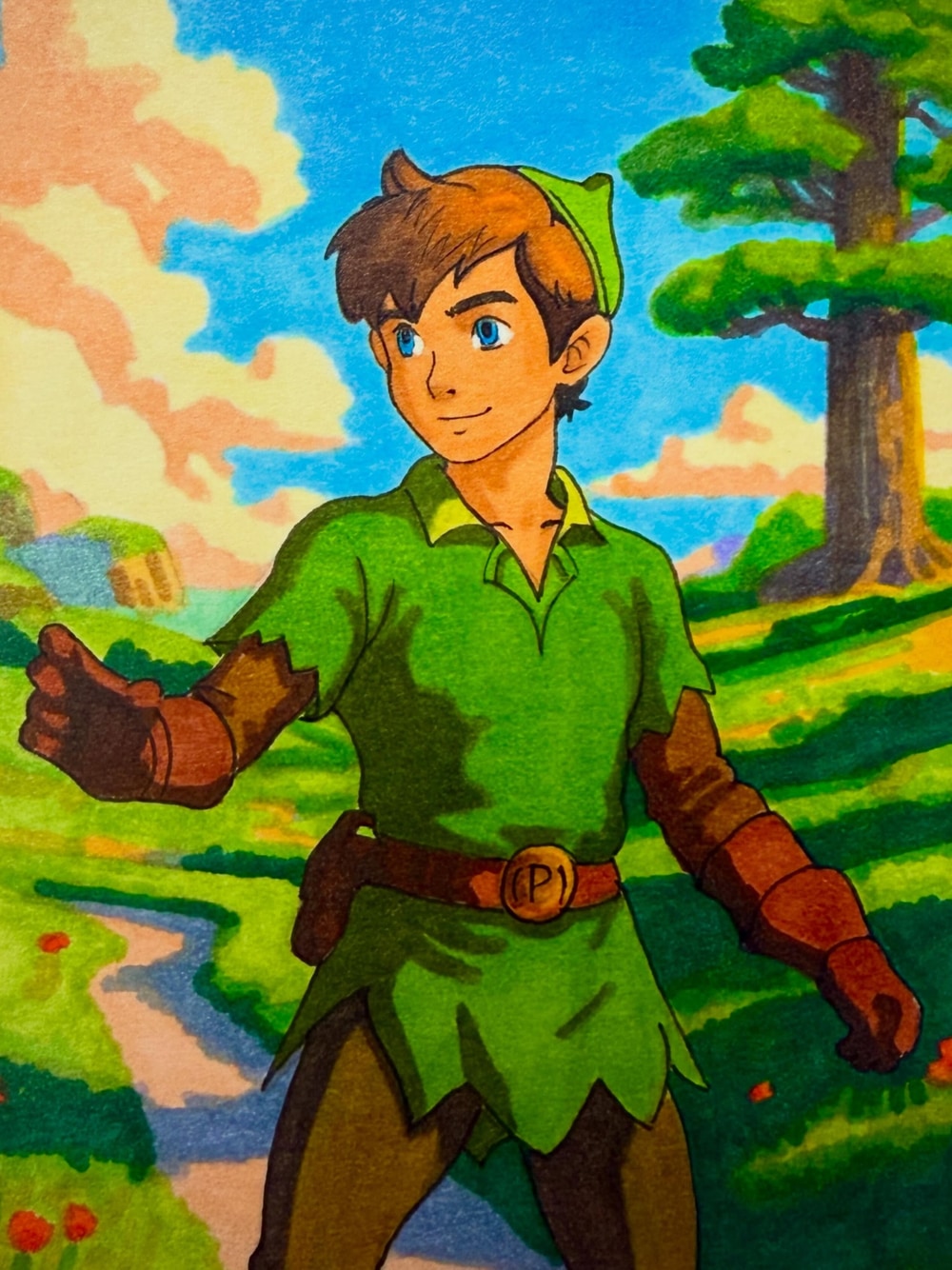 Peter Pan, hand-drawn trading card art by Danny Daniel (Peter Pan)