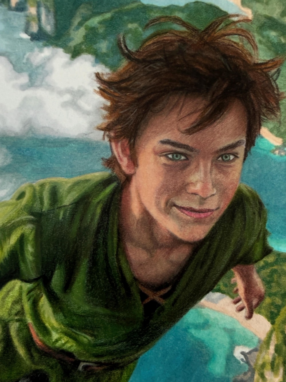 Peter Pan portrait, hand-drawn trading card art by Danny Daniel (Peter Pan)