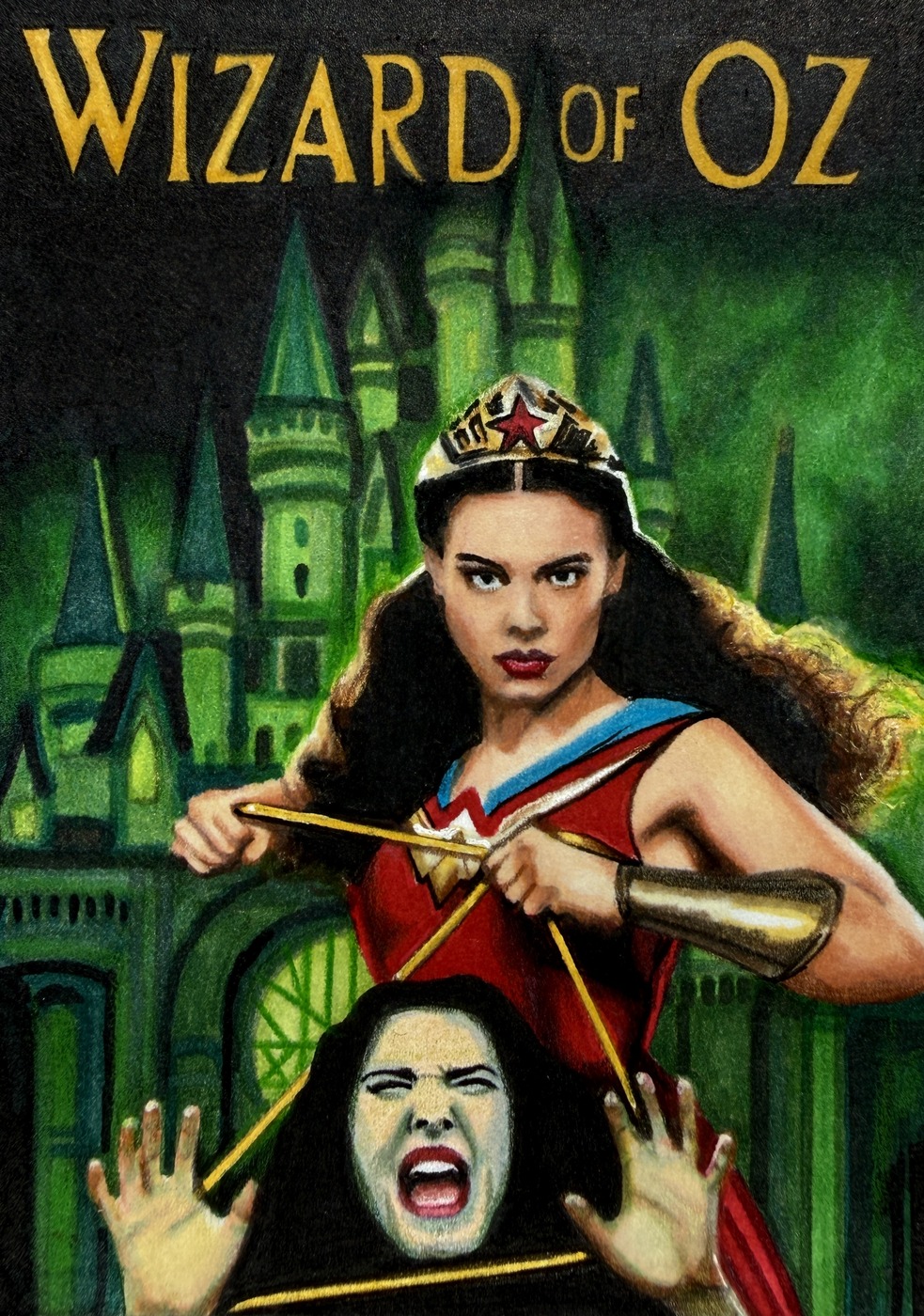 Wizard of Oz: witch & Dorothy, hand-drawn trading card art by Danny Daniel (Wizard of Oz)