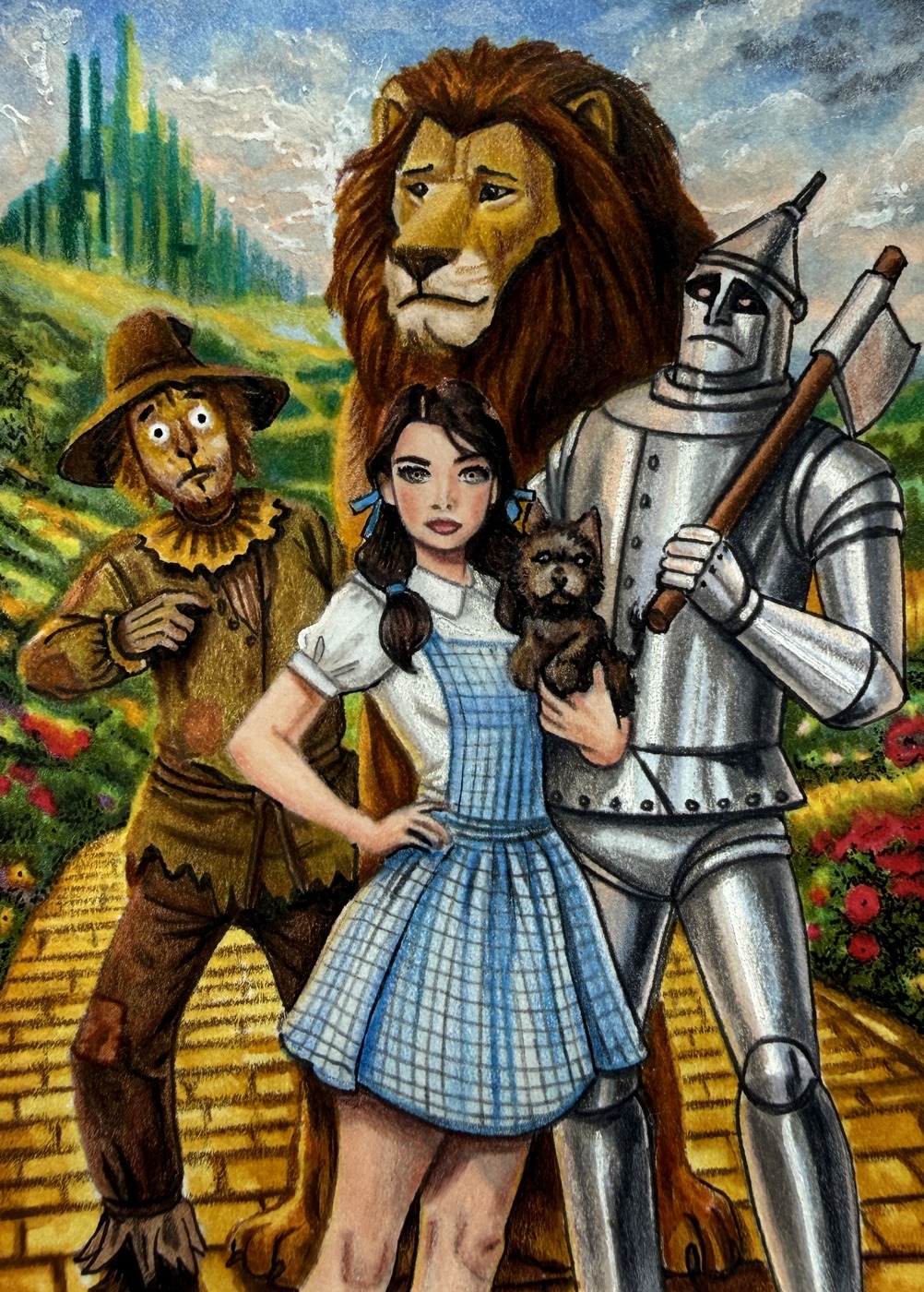Oz companions, hand-drawn trading card art by Danny Daniel (Wizard of Oz)