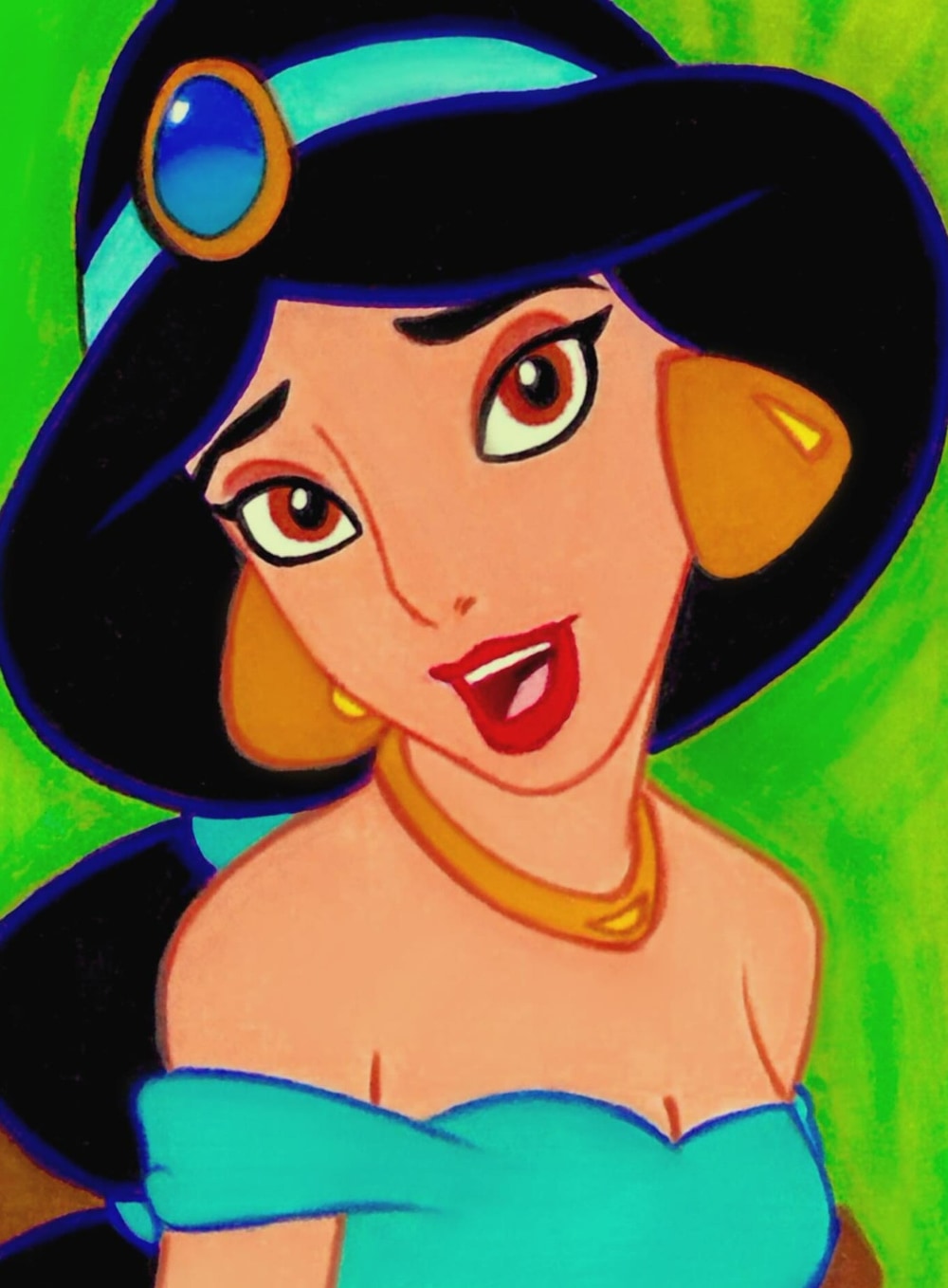 Jasmine, hand-drawn trading card art by Danny Daniel (Disney & Pixar)