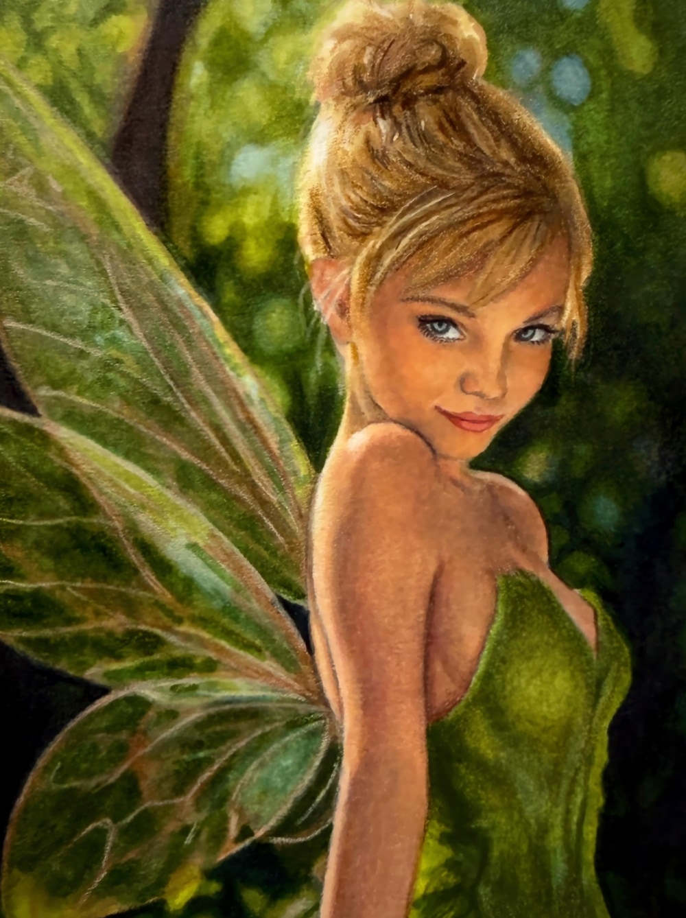 Tinker Bell, hand-drawn trading card art by Danny Daniel (Peter Pan)