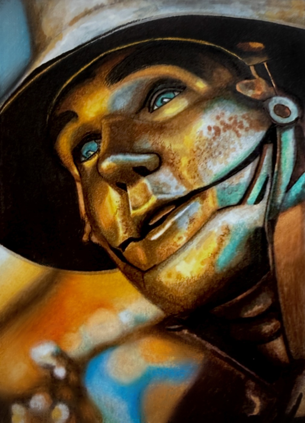 Tin Man close-up, hand-drawn trading card art by Danny Daniel (Wizard of Oz)