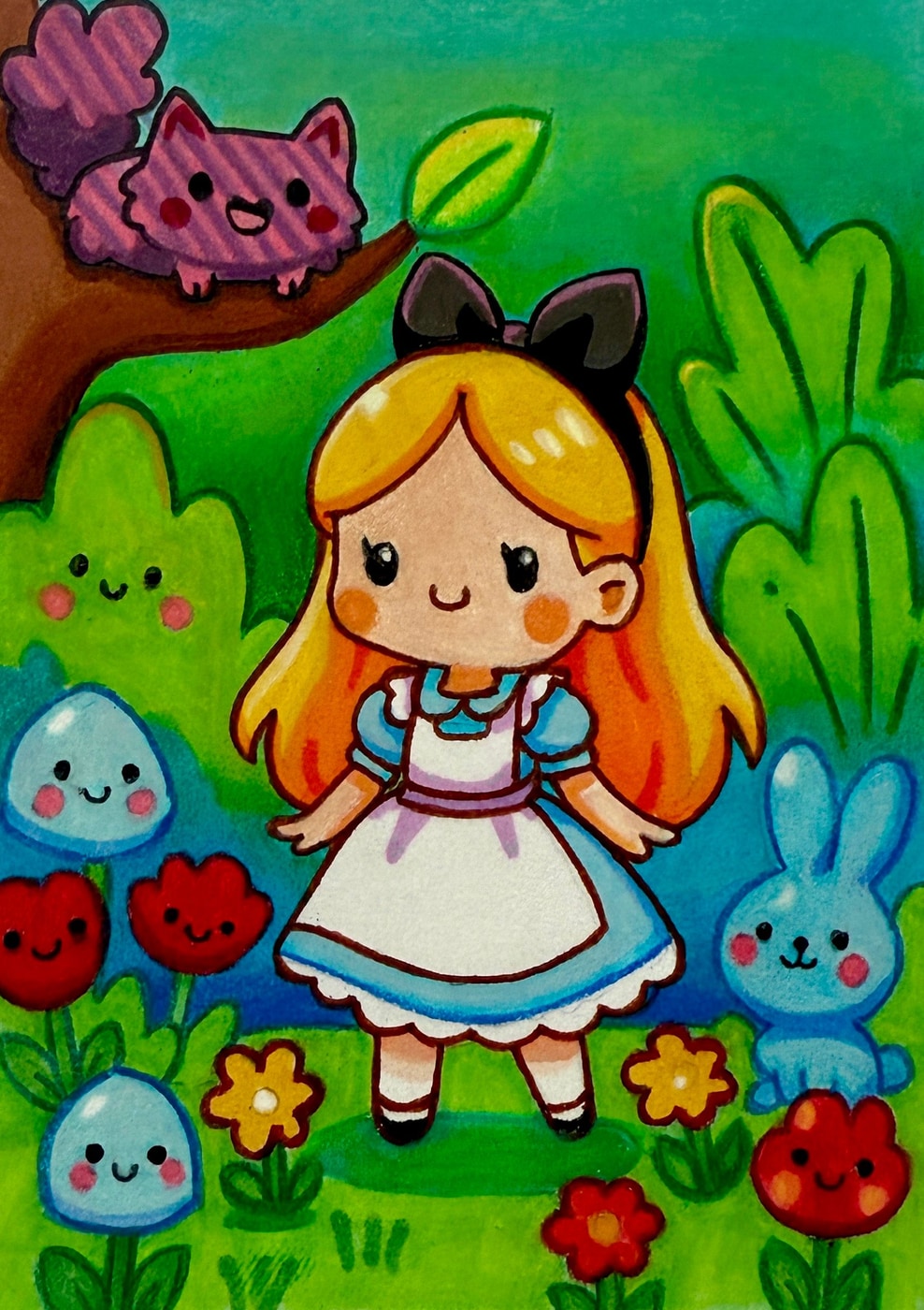 Little Alice, hand-drawn trading card art by Danny Daniel (Alice in Wonderland)