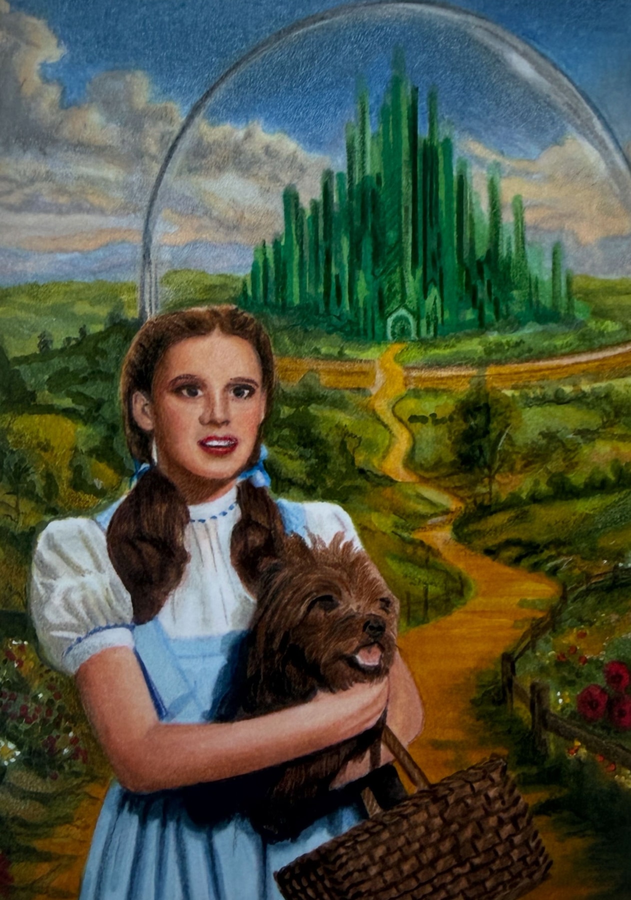 Dorothy and the Emerald City, hand-drawn trading card art by Danny Daniel (Wizard of Oz)