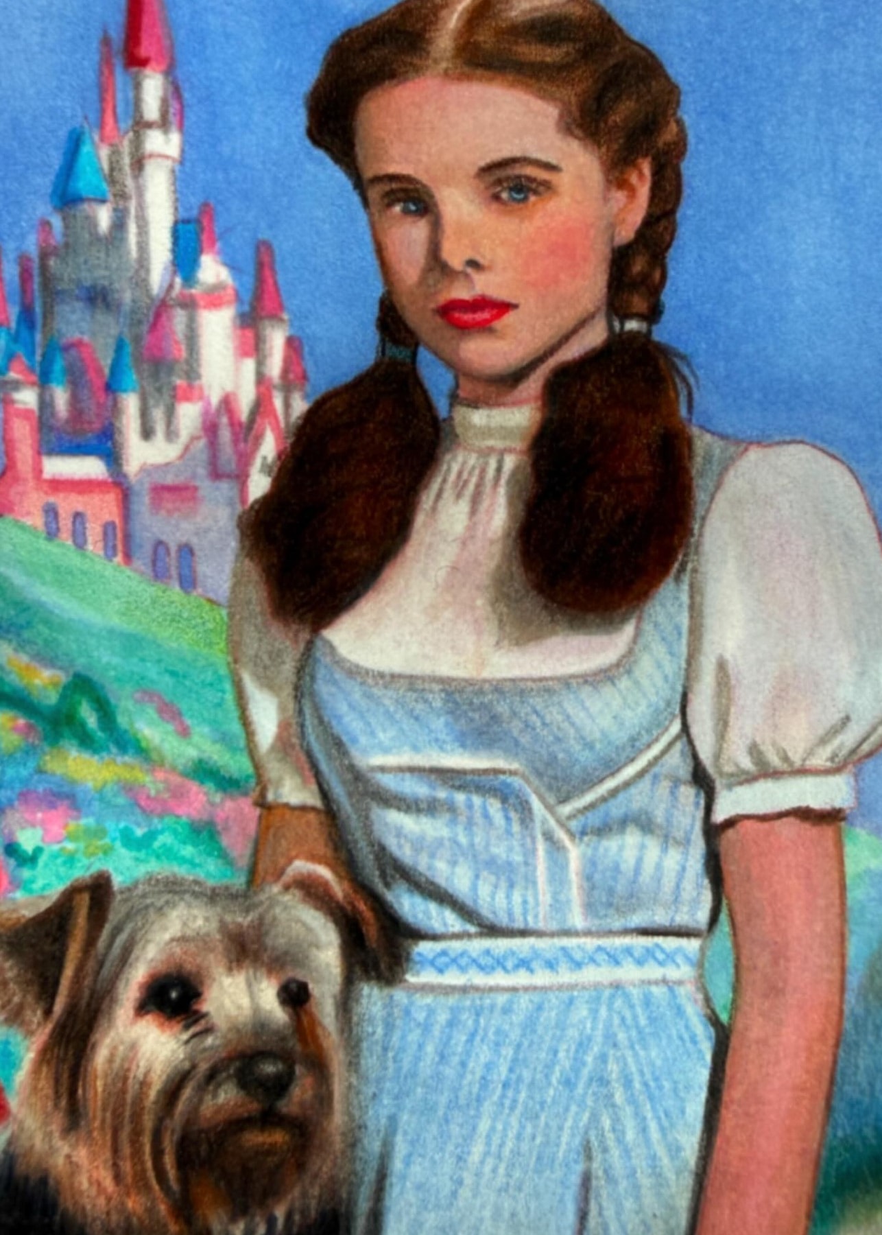 Dorothy and Toto, hand-drawn trading card art by Danny Daniel (Wizard of Oz)