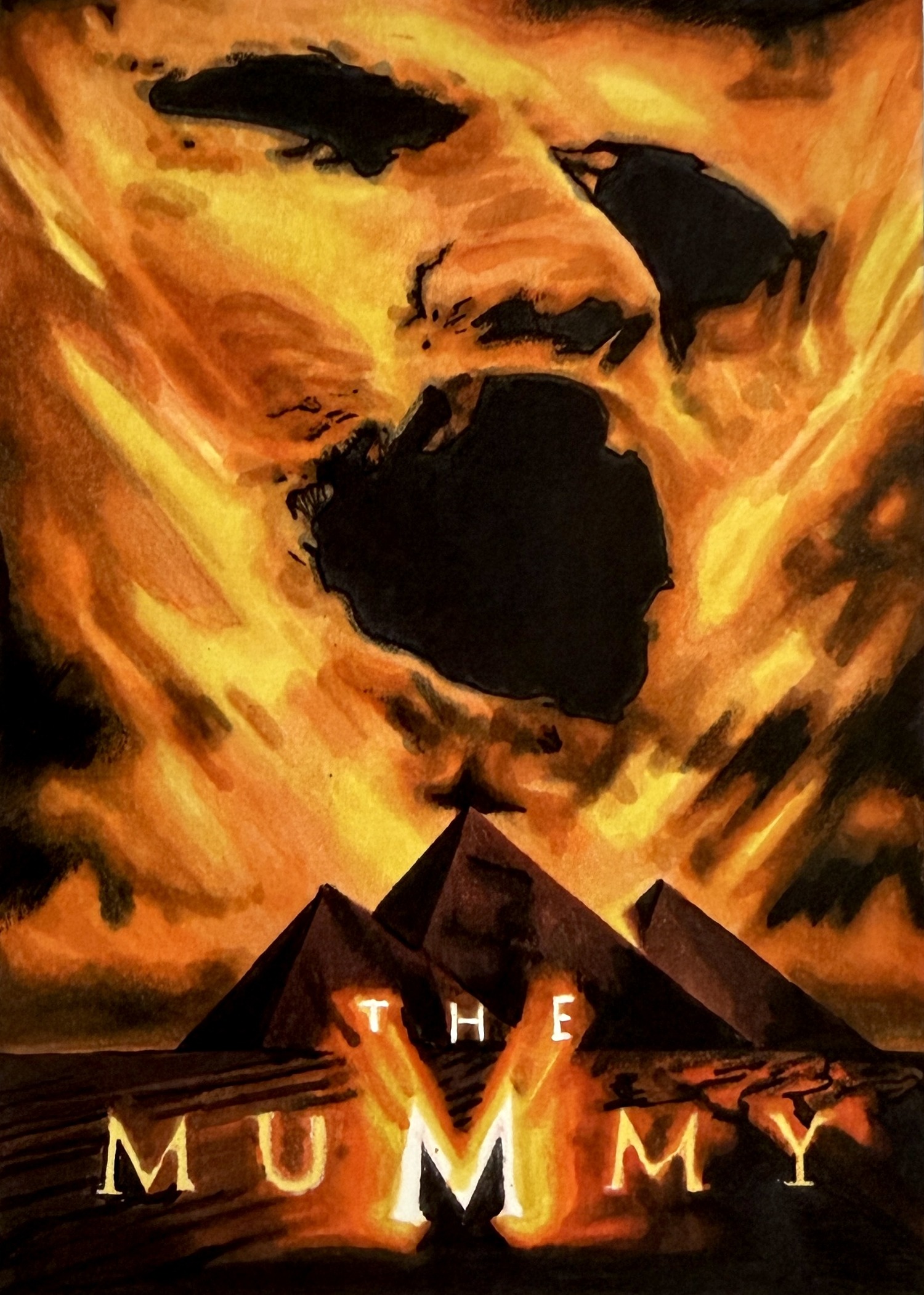The Mummy, hand-drawn trading card art by Danny Daniel (Horror)